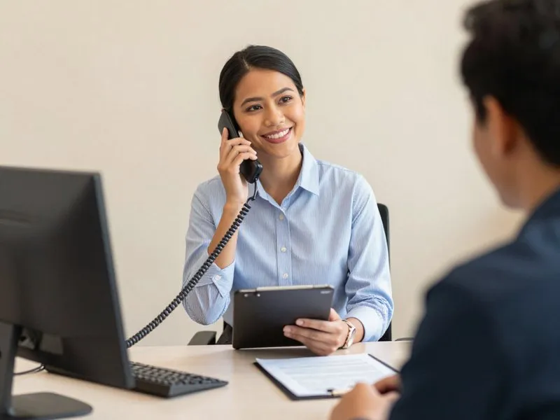 Seasons concierge welcoming a guest at the front desk